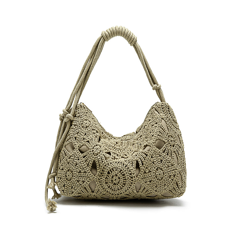 Bolsa Crochet Boho para Mujer | Bolso Tejido a Mano Elegante para Playa, Viajes y Uso Diario