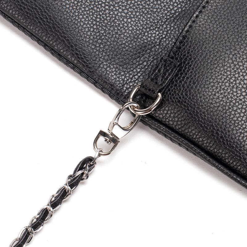Bolso Negro de Textura de Cocodrilo Sintético | Bandolera Elegante con Cadena Metálica para Uso Diario en Mujer
