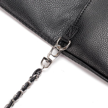 Bolso Negro de Textura de Cocodrilo Sintético | Bandolera Elegante con Cadena Metálica para Uso Diario en Mujer