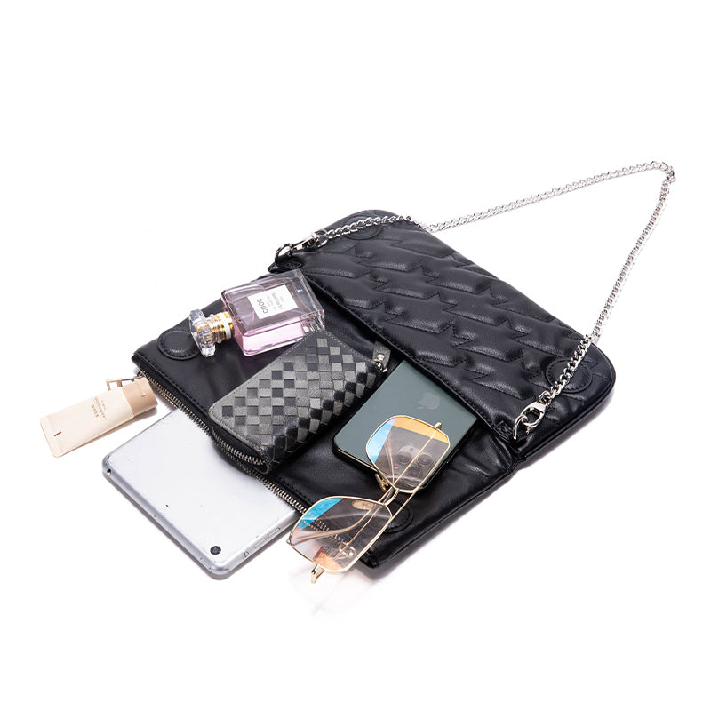Soft Quilted Crossbody Bag | Women's Metal Chain Zipper Shoulder Bag
