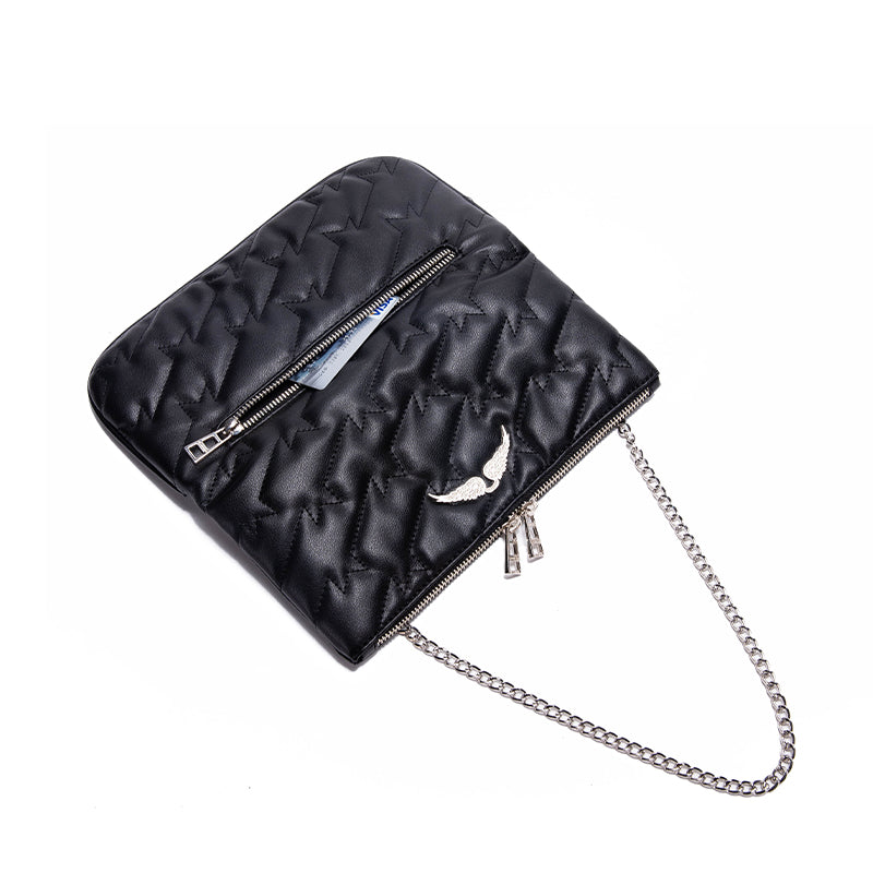 Soft Quilted Crossbody Bag | Women's Metal Chain Zipper Shoulder Bag