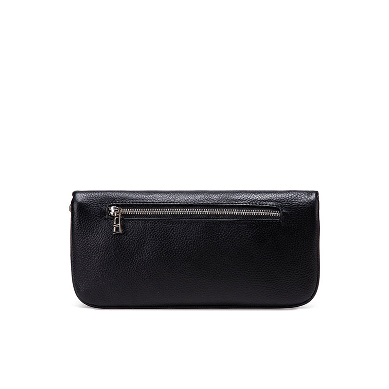 Wing Logo Black Leather Chain Clutch Bag – Minimal Luxury Crossbody PurseCompact, elegant, and versatile—this is the kind of bag that completes your outfit without trying too hard