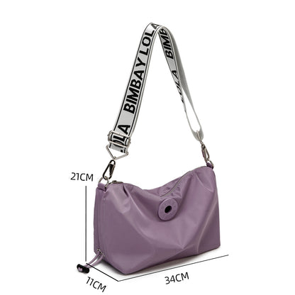 Lightweight Nylon Crossbody Bag – Lavender Shoulder Bag with Adjustable Logo Strap
