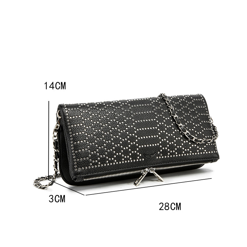 Luxury Rhinestone Studded Clutch Bag – Black Chain Crossbody Evening BagWhether worn as a clutch or crossbody, it’s your go-to accessory for elevating any outfit instantly.