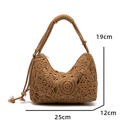 Bolsa Crochet Boho para Mujer | Bolso Tejido a Mano Elegante para Playa, Viajes y Uso Diario