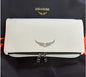Minimal Wing Logo Black Leather Clutch Bag – Chain Crossbody Shoulder PursePerfect for both casual wear and evening outfits, this is a versatile essential for any modern wardrobe