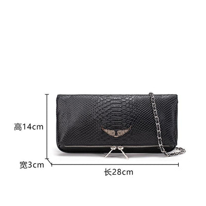 Bolso Negro de Textura de Cocodrilo Sintético | Bandolera Elegante con Cadena Metálica para Uso Diario en Mujer