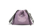 Minimalist Drawstring Bucket Bag – Lightweight Nylon Crossbody Shoulder Bag with Logo Strap