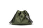Minimalist Drawstring Bucket Bag – Lightweight Nylon Crossbody Shoulder Bag with Logo Strap