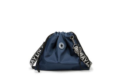 Minimalist Drawstring Bucket Bag – Lightweight Nylon Crossbody Shoulder Bag with Logo Strap