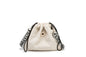 Minimalist Drawstring Bucket Bag – Lightweight Nylon Crossbody Shoulder Bag with Logo Strap