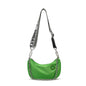 Red Crescent Crossbody Bag – Lightweight Nylon Shoulder Bag with Chain Detail & Logo Strap
