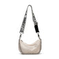 Red Crescent Crossbody Bag – Lightweight Nylon Shoulder Bag with Chain Detail & Logo Strap