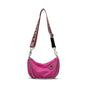Red Crescent Crossbody Bag – Lightweight Nylon Shoulder Bag with Chain Detail & Logo Strap