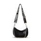 Red Crescent Crossbody Bag – Lightweight Nylon Shoulder Bag with Chain Detail & Logo Strap