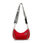 Red Crescent Crossbody Bag – Lightweight Nylon Shoulder Bag with Chain Detail & Logo Strap