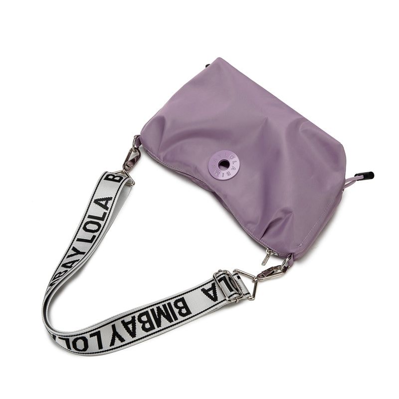 Lightweight Nylon Crossbody Bag – Lavender Shoulder Bag with Adjustable Logo Strap