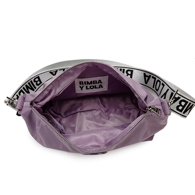 Lightweight Nylon Crossbody Bag – Lavender Shoulder Bag with Adjustable Logo Strap