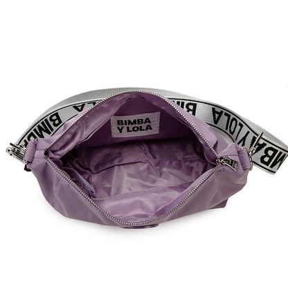 Lightweight Nylon Crossbody Bag – Lavender Shoulder Bag with Adjustable Logo Strap