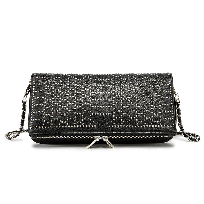 Luxury Rhinestone Studded Clutch Bag – Black Chain Crossbody Evening BagWhether worn as a clutch or crossbody, it’s your go-to accessory for elevating any outfit instantly.