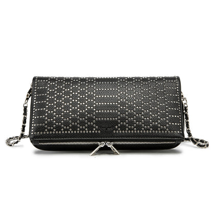 Luxury Rhinestone Studded Clutch Bag – Black Chain Crossbody Evening BagWhether worn as a clutch or crossbody, it’s your go-to accessory for elevating any outfit instantly.