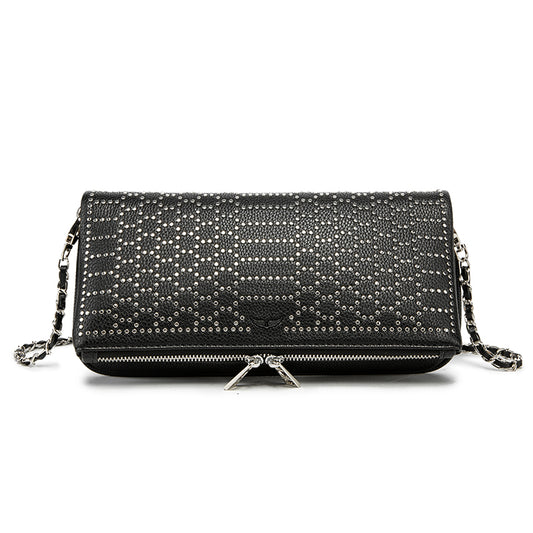 Luxury Rhinestone Studded Clutch Bag – Black Chain Crossbody Evening BagWhether worn as a clutch or crossbody, it’s your go-to accessory for elevating any outfit instantly.