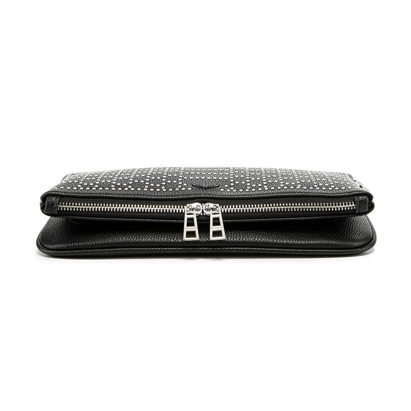 Luxury Rhinestone Studded Clutch Bag – Black Chain Crossbody Evening BagWhether worn as a clutch or crossbody, it’s your go-to accessory for elevating any outfit instantly.