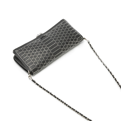 Luxury Rhinestone Studded Clutch Bag – Black Chain Crossbody Evening BagWhether worn as a clutch or crossbody, it’s your go-to accessory for elevating any outfit instantly.