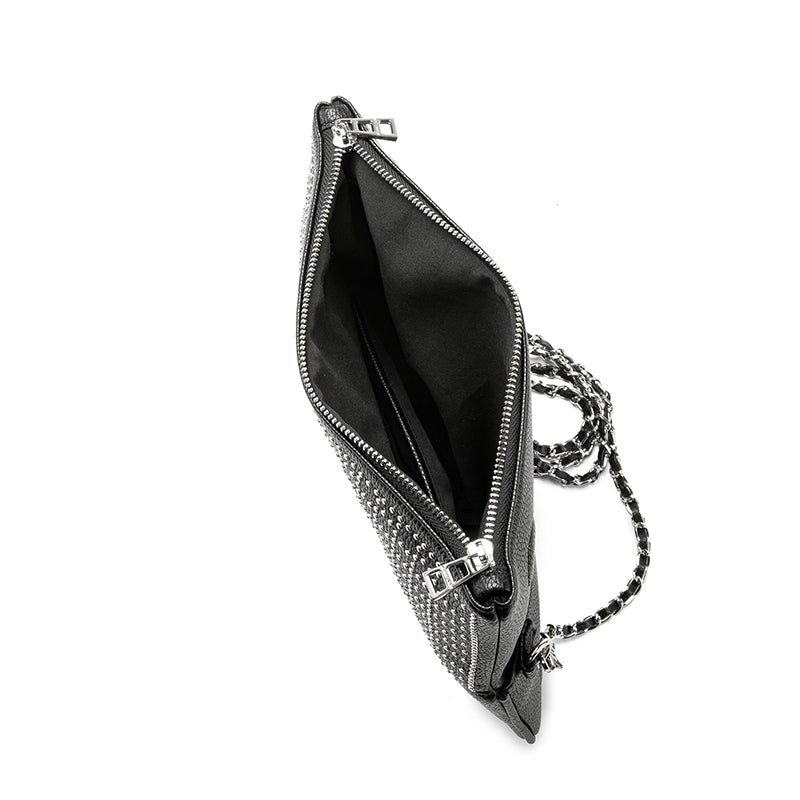 Luxury Rhinestone Studded Clutch Bag – Black Chain Crossbody Evening BagWhether worn as a clutch or crossbody, it’s your go-to accessory for elevating any outfit instantly.