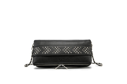 Make a bold statement with this edgy yet elegant studded crossbody bag. Designed for modern fashion lovers, this piece combines textured leather with sparkling metal studs, creating the perfect balance of luxury and street style.