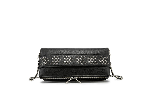 Make a bold statement with this edgy yet elegant studded crossbody bag. Designed for modern fashion lovers, this piece combines textured leather with sparkling metal studs, creating the perfect balance of luxury and street style.