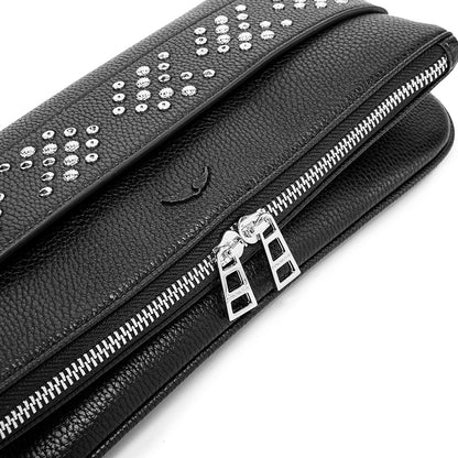 Make a bold statement with this edgy yet elegant studded crossbody bag. Designed for modern fashion lovers, this piece combines textured leather with sparkling metal studs, creating the perfect balance of luxury and street style.