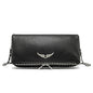 Classic Wing Logo Black Leather Clutch Bag – Chain Crossbody Shoulder BagWhether styled as a clutch or worn crossbody, this piece elevates any outfit with ease