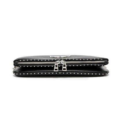 Classic Wing Logo Black Leather Clutch Bag – Chain Crossbody Shoulder BagWhether styled as a clutch or worn crossbody, this piece elevates any outfit with ease