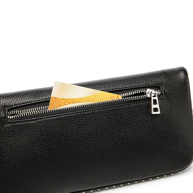 Classic Wing Logo Black Leather Clutch Bag – Chain Crossbody Shoulder BagWhether styled as a clutch or worn crossbody, this piece elevates any outfit with ease
