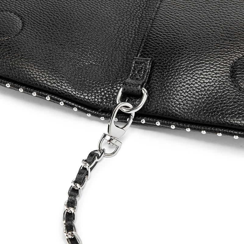 Classic Wing Logo Black Leather Clutch Bag – Chain Crossbody Shoulder BagWhether styled as a clutch or worn crossbody, this piece elevates any outfit with ease