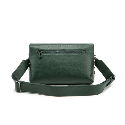 Emerald Green Wing Accent Leather Crossbody Bag – Chic Chain Shoulder Purse