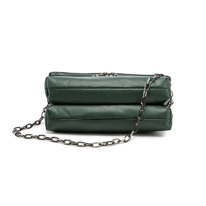 Emerald Green Wing Accent Leather Crossbody Bag – Chic Chain Shoulder Purse