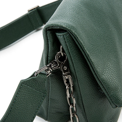 Emerald Green Wing Accent Leather Crossbody Bag – Chic Chain Shoulder Purse
