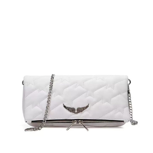Bolso Bandolera Acolchado Suave | Bolsa de Hombro Cadena Metálica Cremallera para Mujer